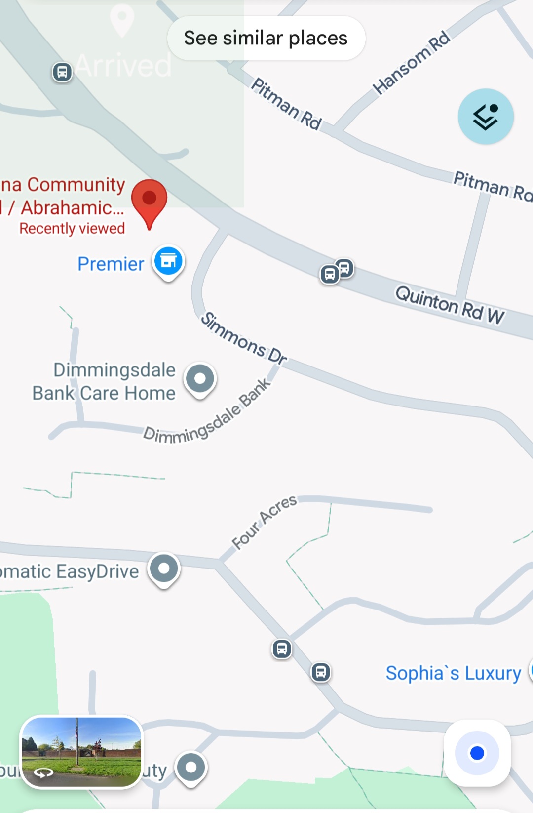 Map showing the Abrahamic Foundation site location on Quinton Road West